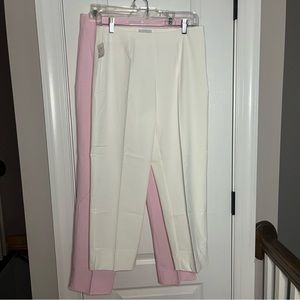 TWO NWT white and NWOT pink Charlotte Kellogg white crop pants size 10 BUNDLE🛍️